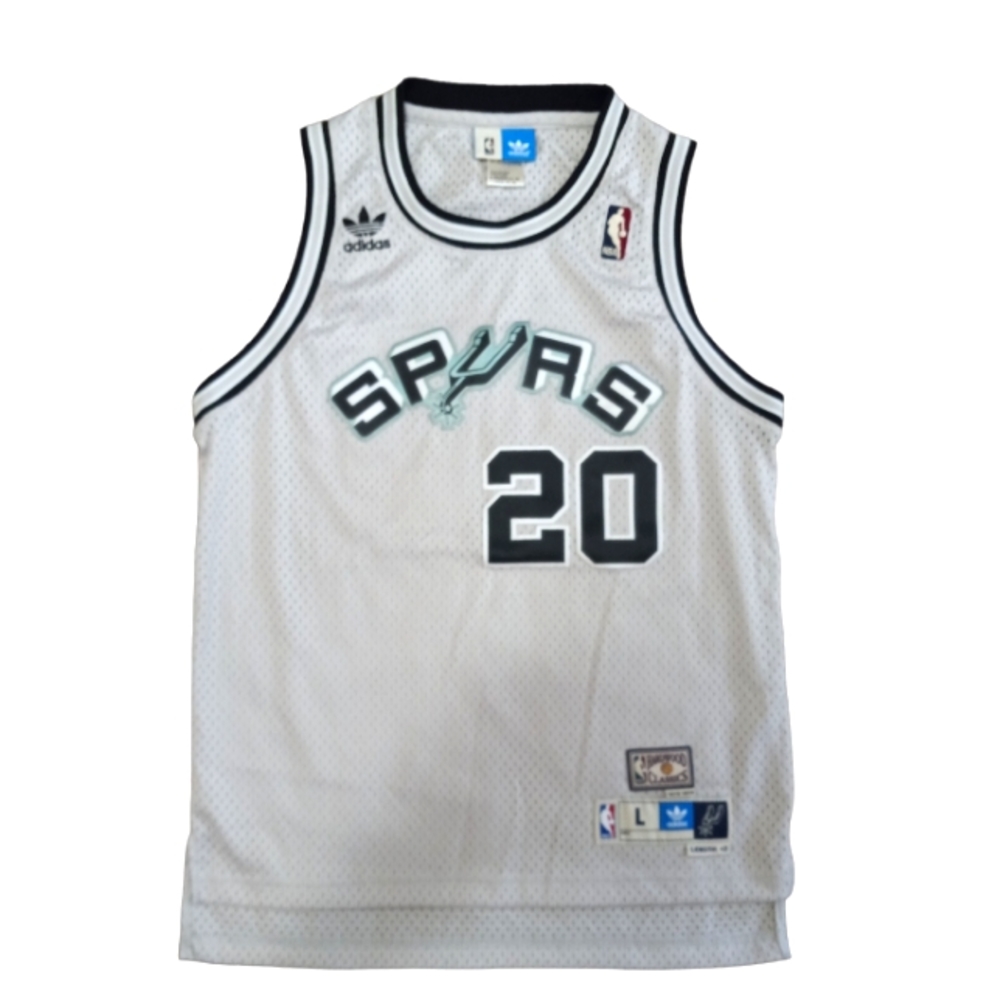 Manu Ginobili Adidas 73-74 HWC San Antonio Spurs Gray Jersey Size S Vintage EUC